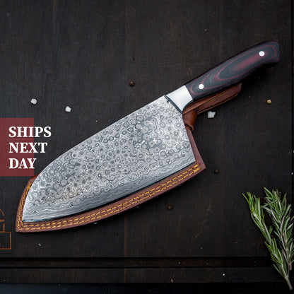 Damascus Steel Kitchen Chef Knife Front