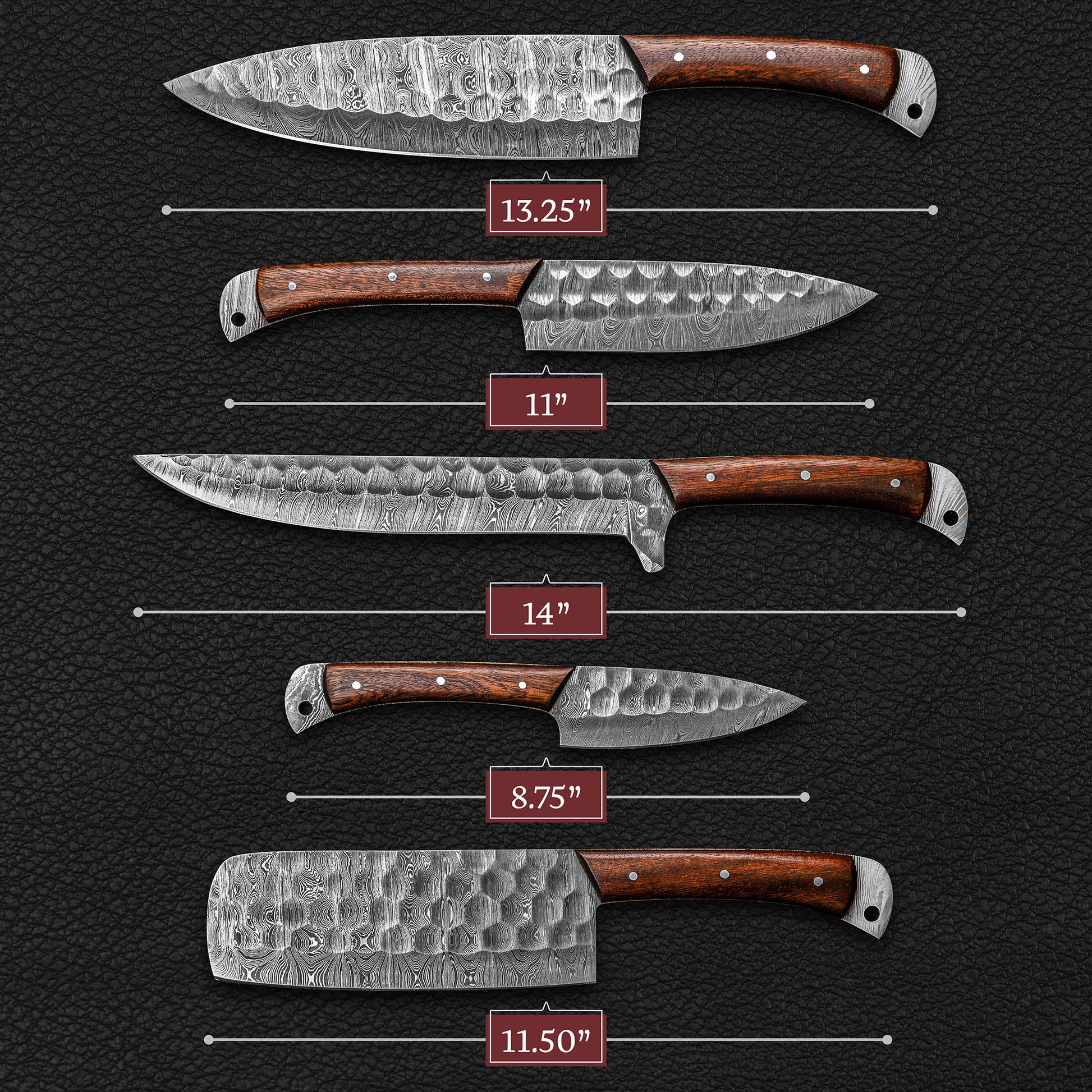 Damascus Chef Knife Set For Kitchen Rose Wood Handle Dimensions