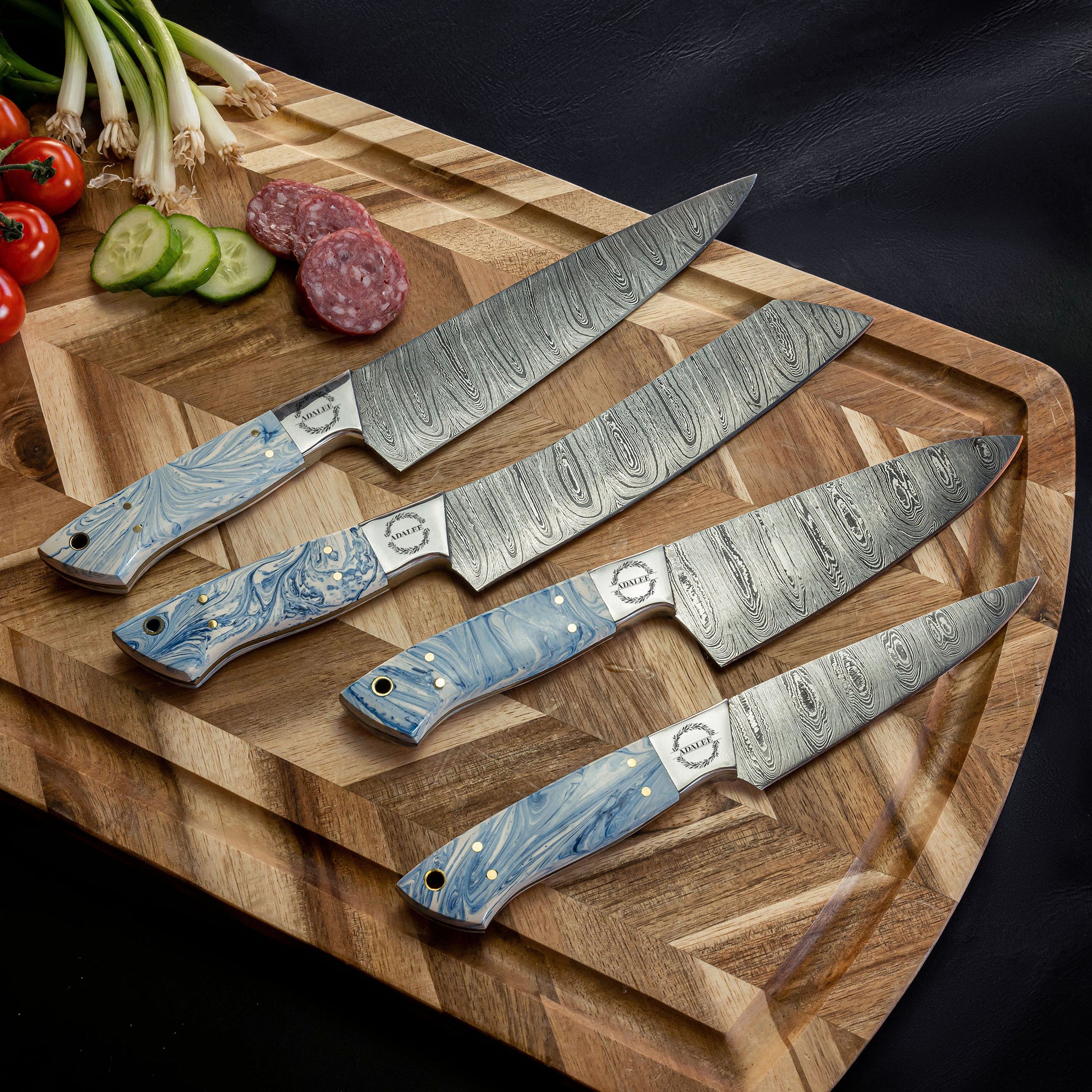 Handmade Damascus Epoxy Kitchen Knives – MORF STEEL