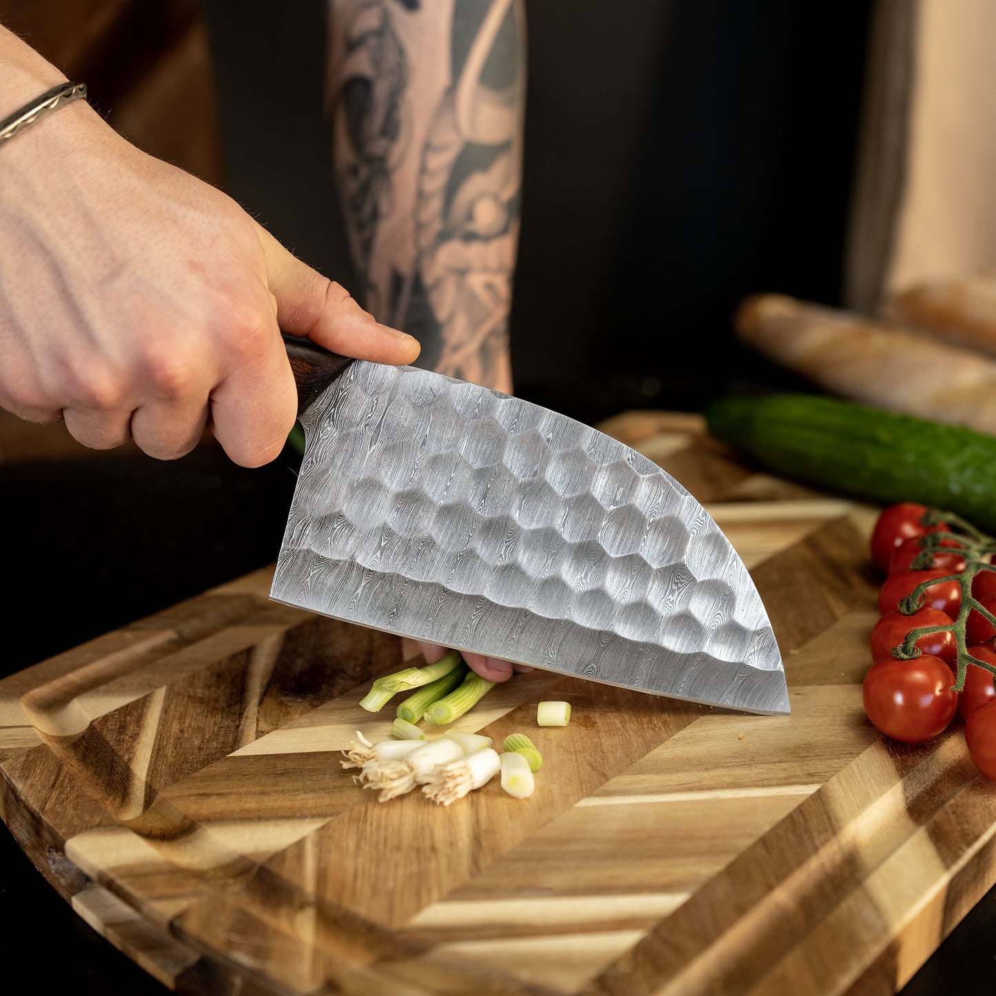 Damascus Serbian Cleaver Knife