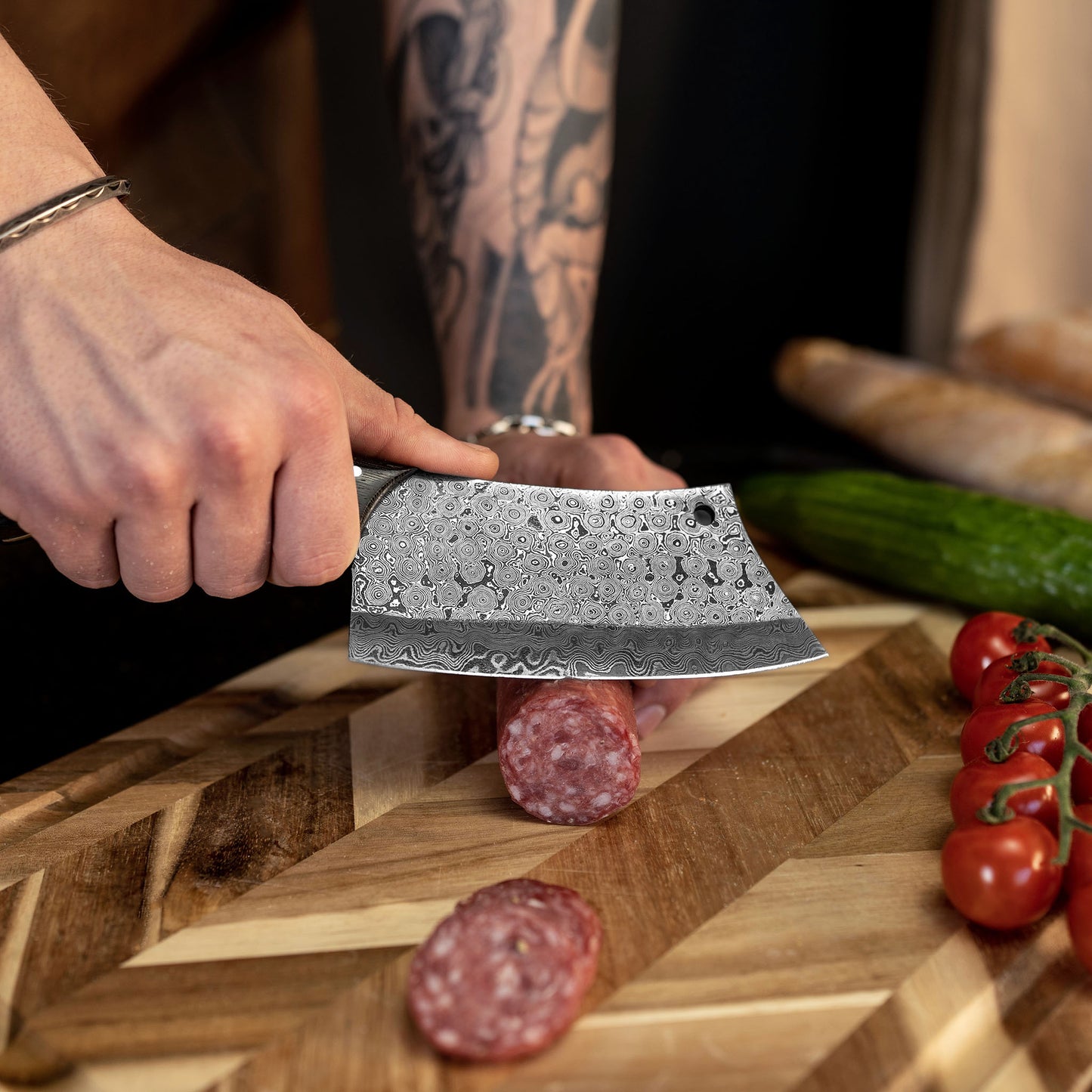 Handmade Damascus Cleaver