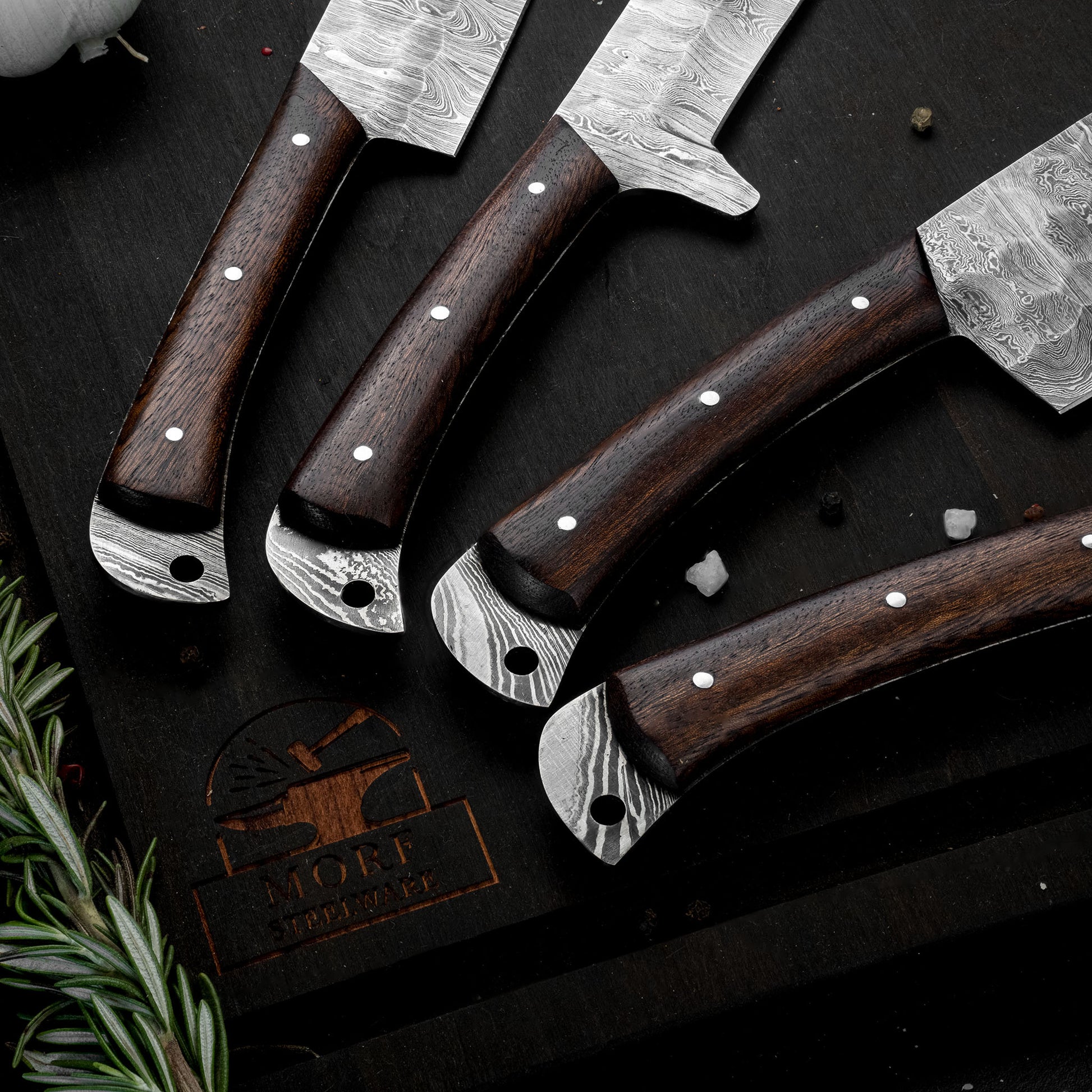 5 BBQ Knife Kitchen Knives Hand Forged Carbon Steel Black Chef's