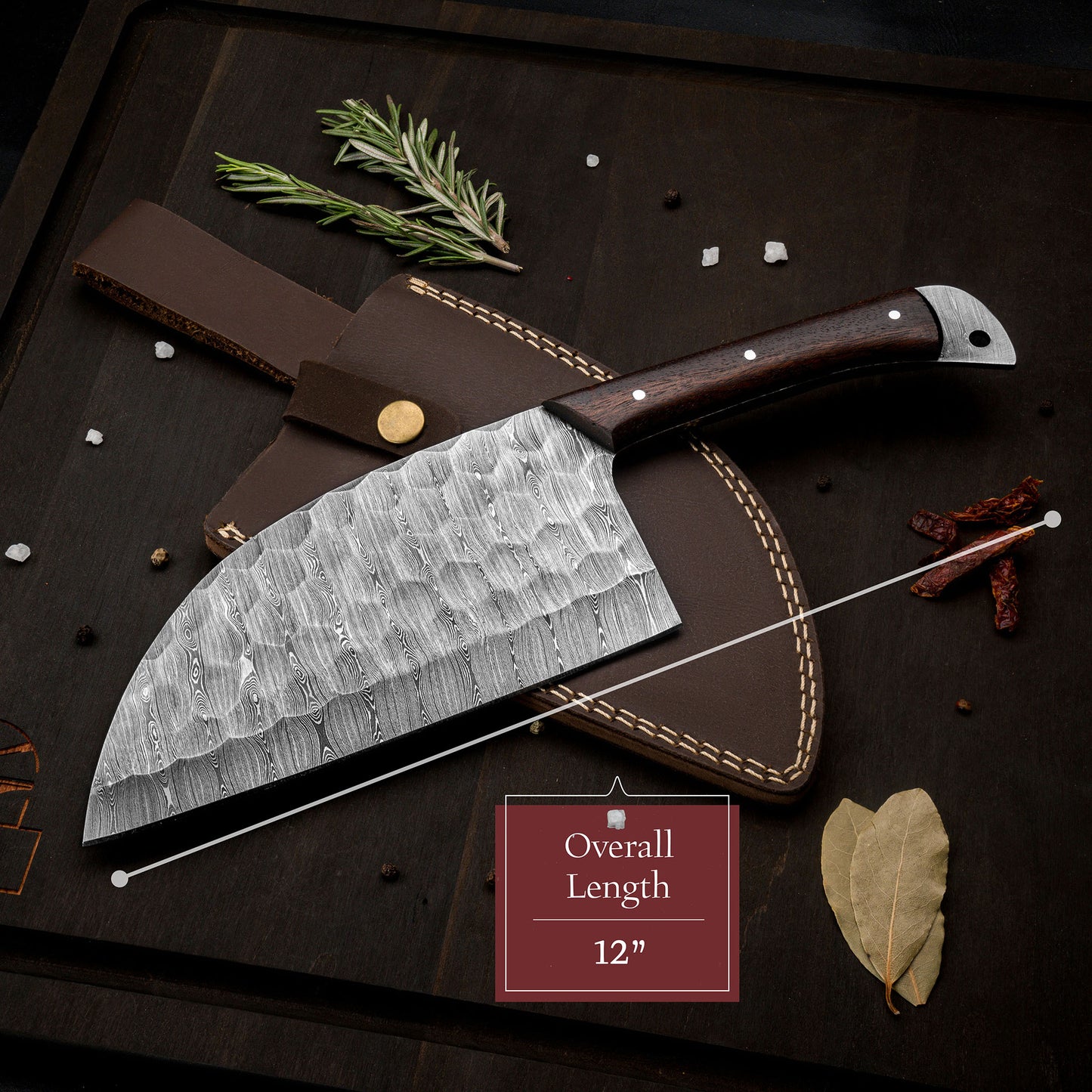 Damascus Serbian Cleaver Knife
