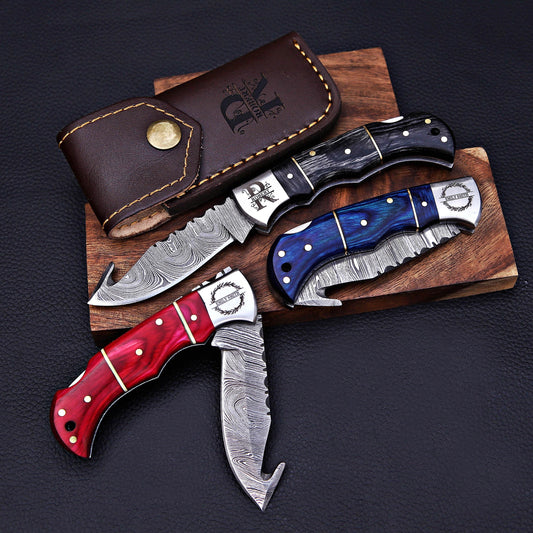 Handmade Damascus knife Pocket knife Folding Knife Personalized gift for men Wedding Gift Fathers day gift birthday anniversary gift for him