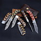Damascus Pocket Knife Olive Wood Handle Birthday Gift Folding Knife Groomsmen Gift Anniversary Wedding Personalized Fathers day gift