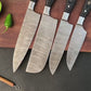 4 pc Black Kitchen Damascus Steel Set Knives  - Authentic Handmade Personalized BBQ Cooking Indoor/Outdoor Chef Knife Gift Free Leather Roll