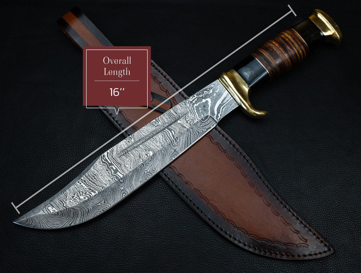 Bowie Knife - Handmade Forged Bowie Hunting Knife - Damascus Steel