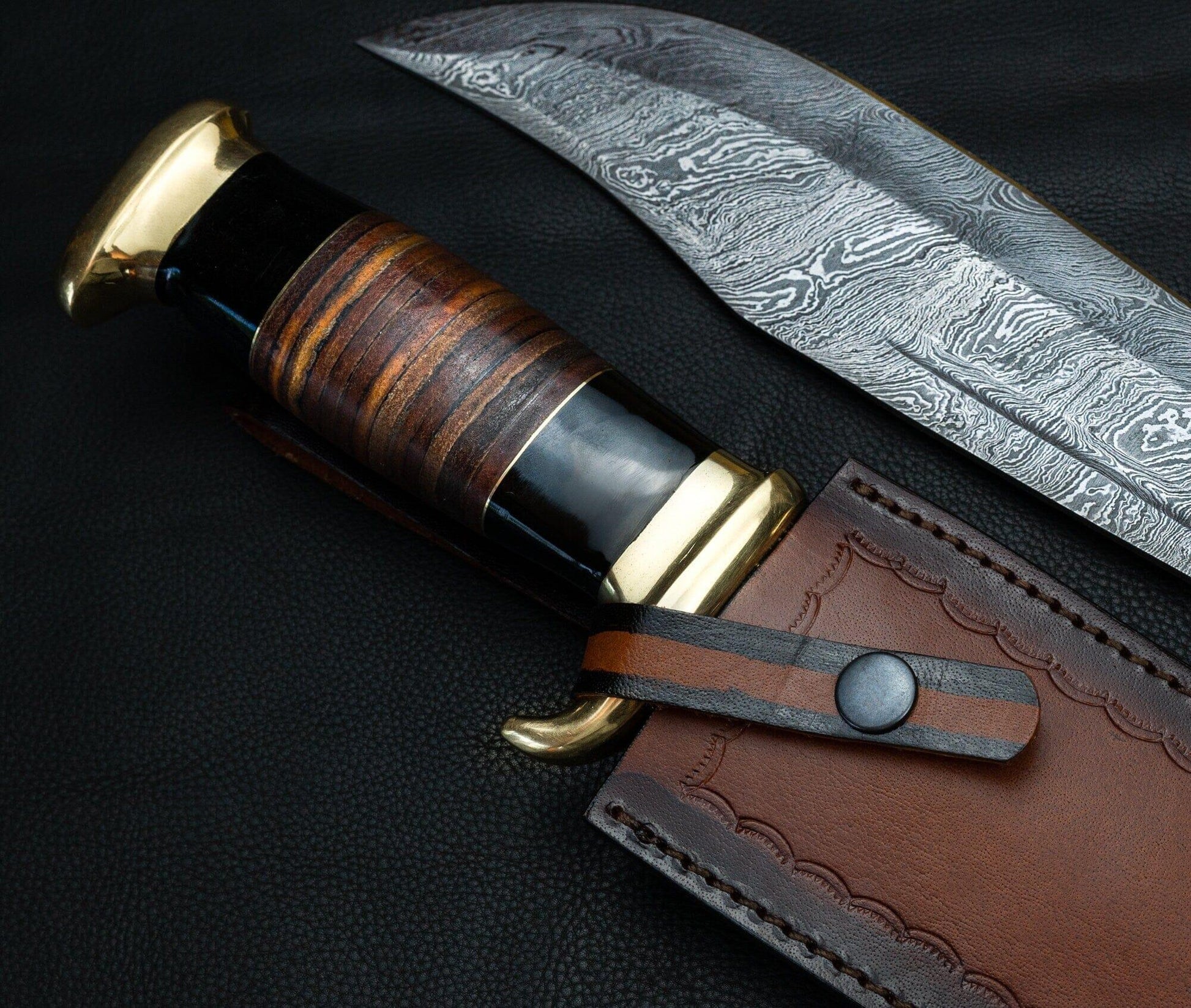 16 Massive Damascus Bowie Hunting Knife – MORF STEEL
