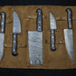 5 Pieces Handmade Damascus Kitchen Knife Chef's Knife Set With Forging Mark Blades And Leather Roll, Personalized Chef Knife ,Kitchen Knives Etsy 