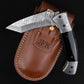 Curved Hand Forged Black Damascus Folding Knife