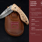 7.5" Hand Forged Engraved Copper Handle Damascus Fold Knife,Hand Made Damascus Pocket Knife, Damascus Steel Hunting knife, Folding Knife 