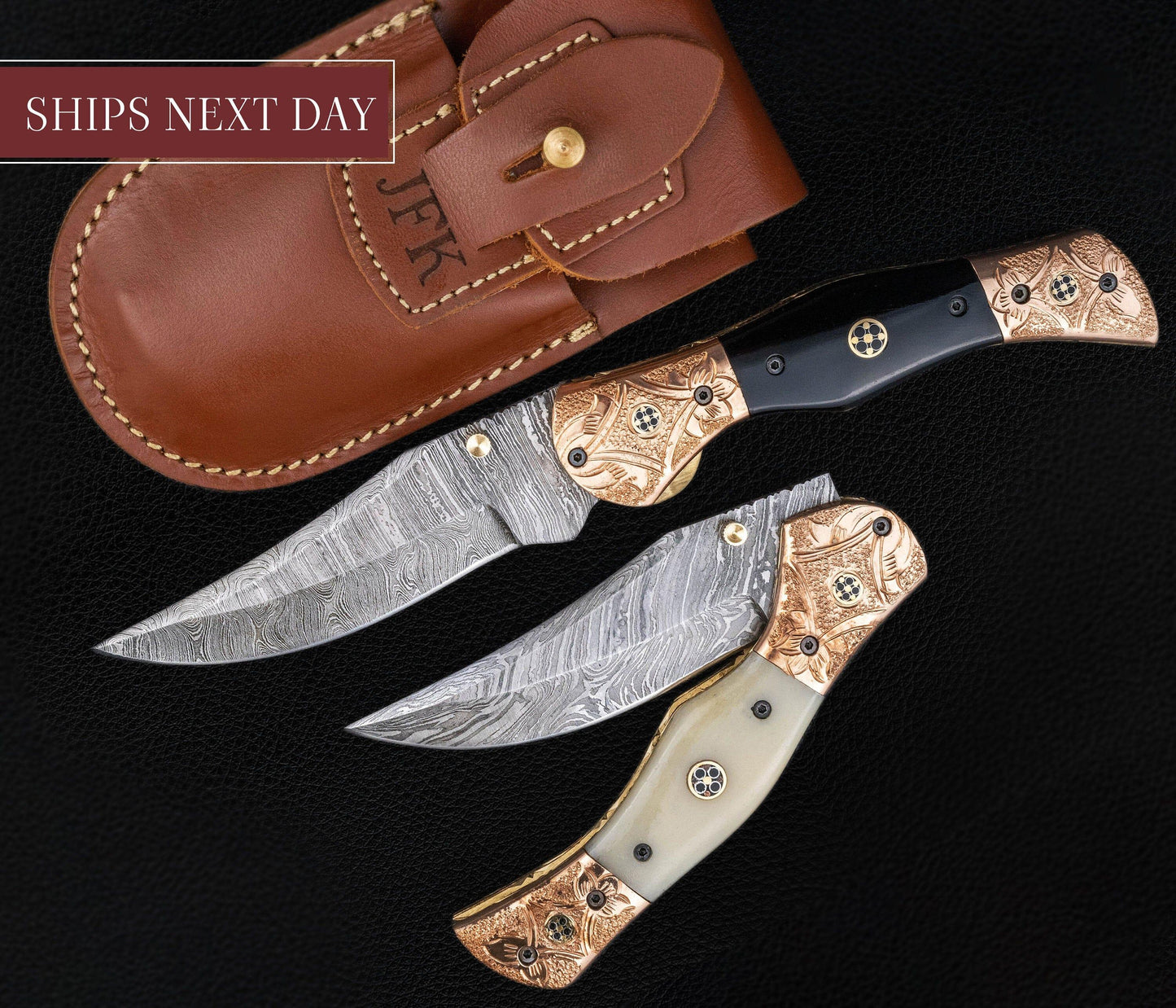 9'' Hand Forged Natural Bone Handle Damascus Fold Knife, Damascus Pocket Knife, Damascus Steel Hunting knife, Hand Forged Damascus Knife Etsy 