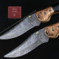 9'' Hand Forged Natural Bone Handle Damascus Fold Knife, Damascus Pocket Knife, Damascus Steel Hunting knife, Hand Forged Damascus Knife Etsy 