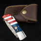 Damascus Steel Flag Handle Pocket Knife