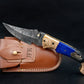 9'' Hand Forged Real Horn Handle Damascus Fold Knife
