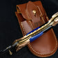 9'' Hand Forged Real Horn Handle Damascus Fold Knife and cover