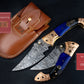9'' Hand Forged Real Horn Handle Damascus Fold Knife