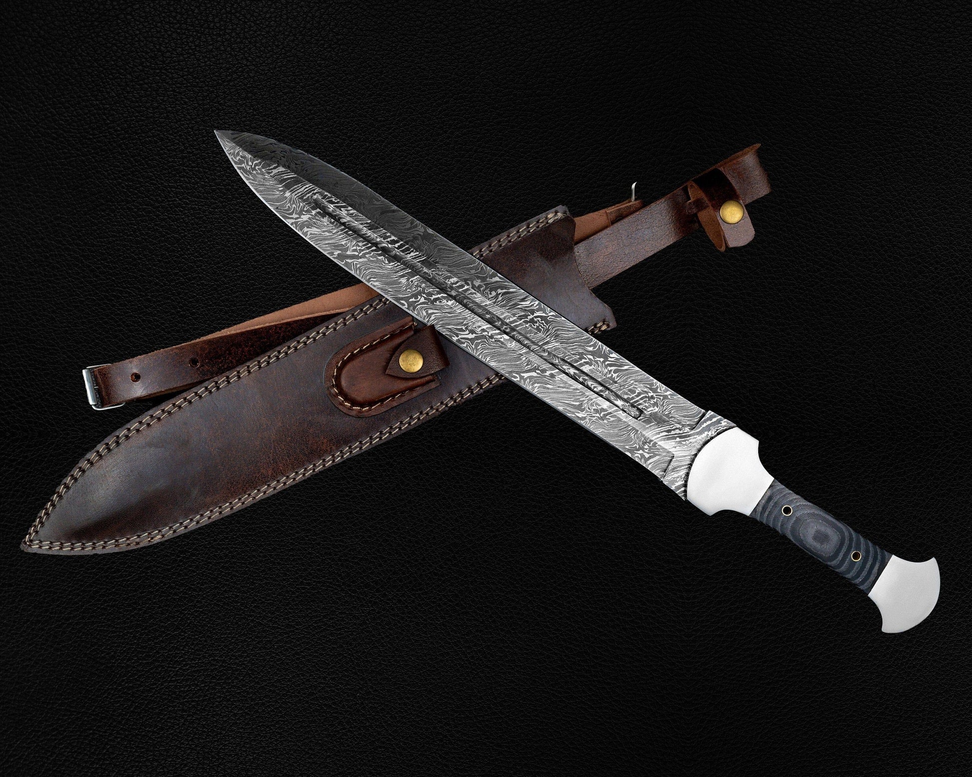 Hand Forged Damascus Steel Ancient Sword, Damascus Steel Greek Sword, Hand Made Sword, Combat sword, Damascus Sword With Leather Sheath Etsy 