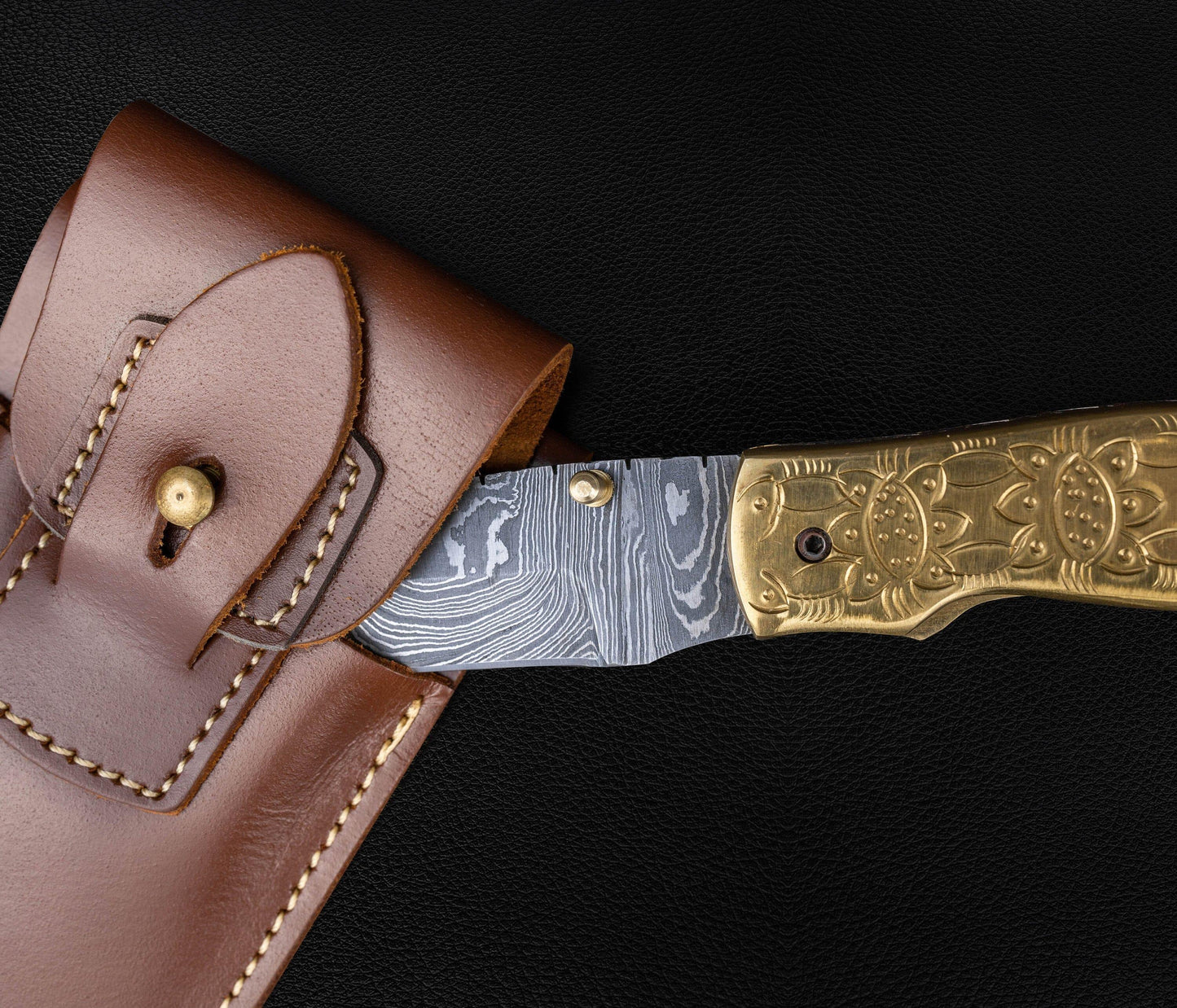 Luxury Hand Forged Damascus Folding Knife, Hand Engraved Brass Handle, Damascus Steel Pocket Hunting knife, Luxury Fold Knife, Gift For DAD Etsy 