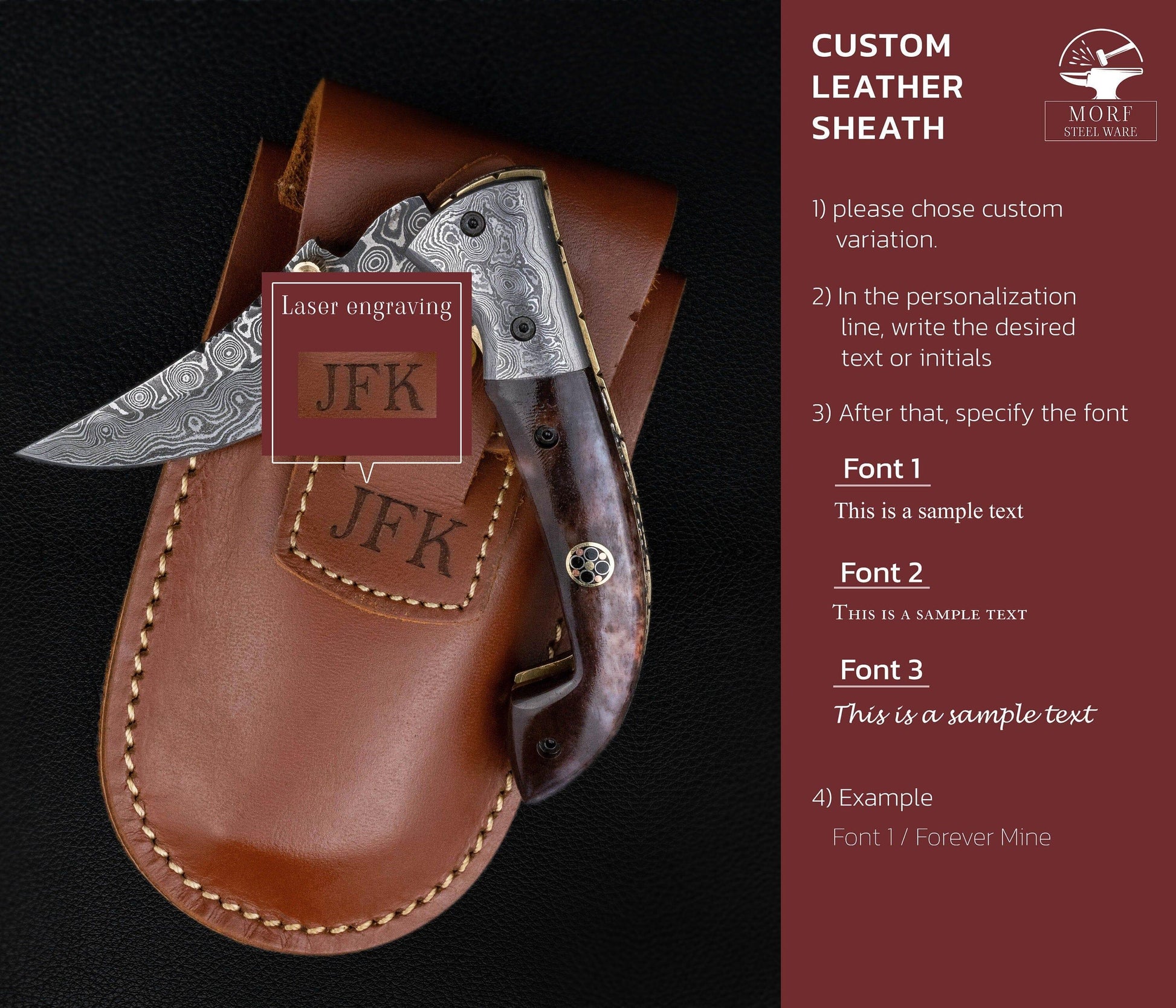 7.5'' Hand Forged Brown Bone Damascus Folding Knife, Hand Made Damascus Pocket Knife, Damascus Steel Hunting Knife, Hunting Damascus Knife Etsy 