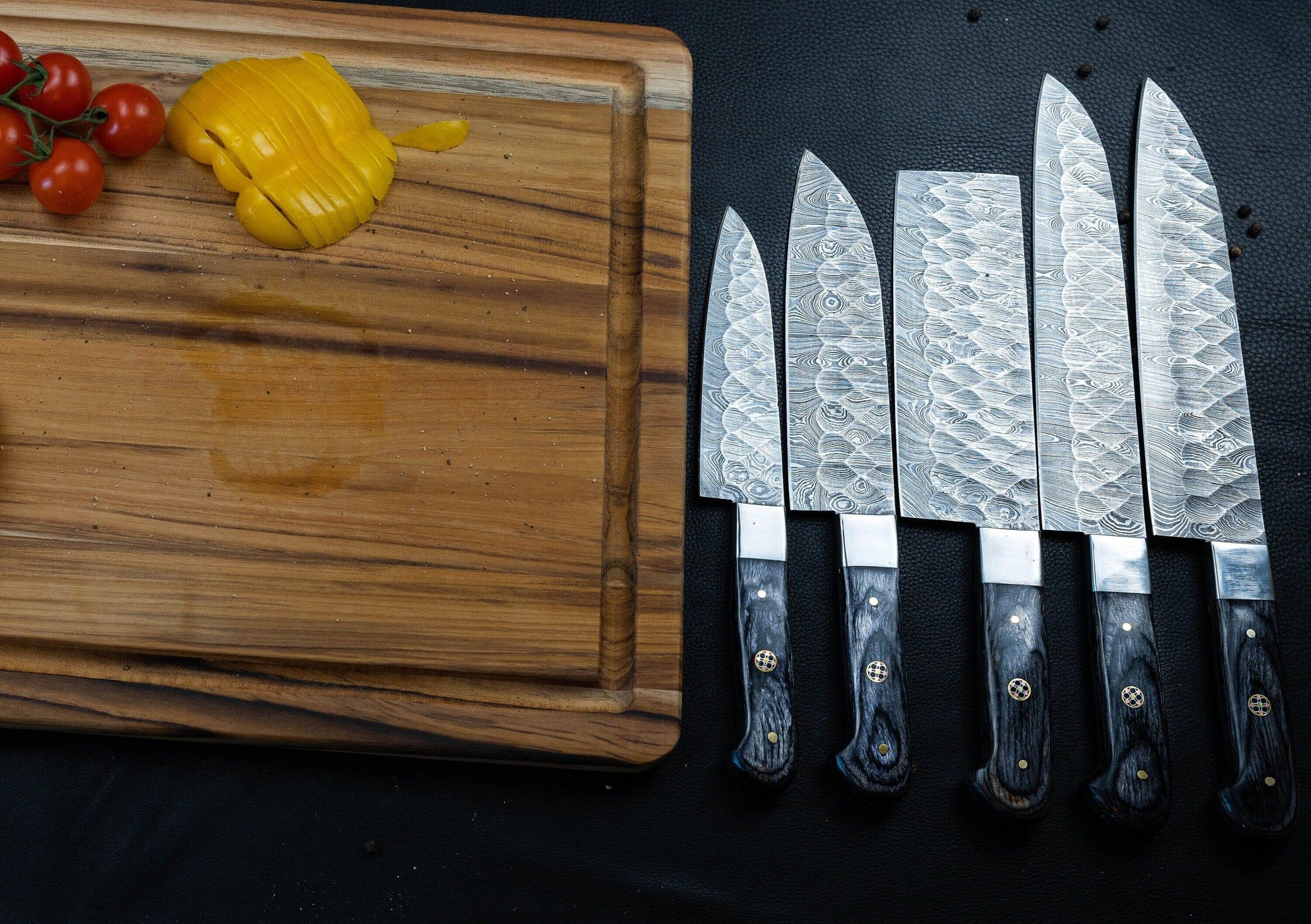 Damascus Chef Knife 5 Pc Set - Best Gift - Damascus Kitchen Knives Set with High Quality Steel Perfect Gift for loved ones Free Leather Roll Etsy 