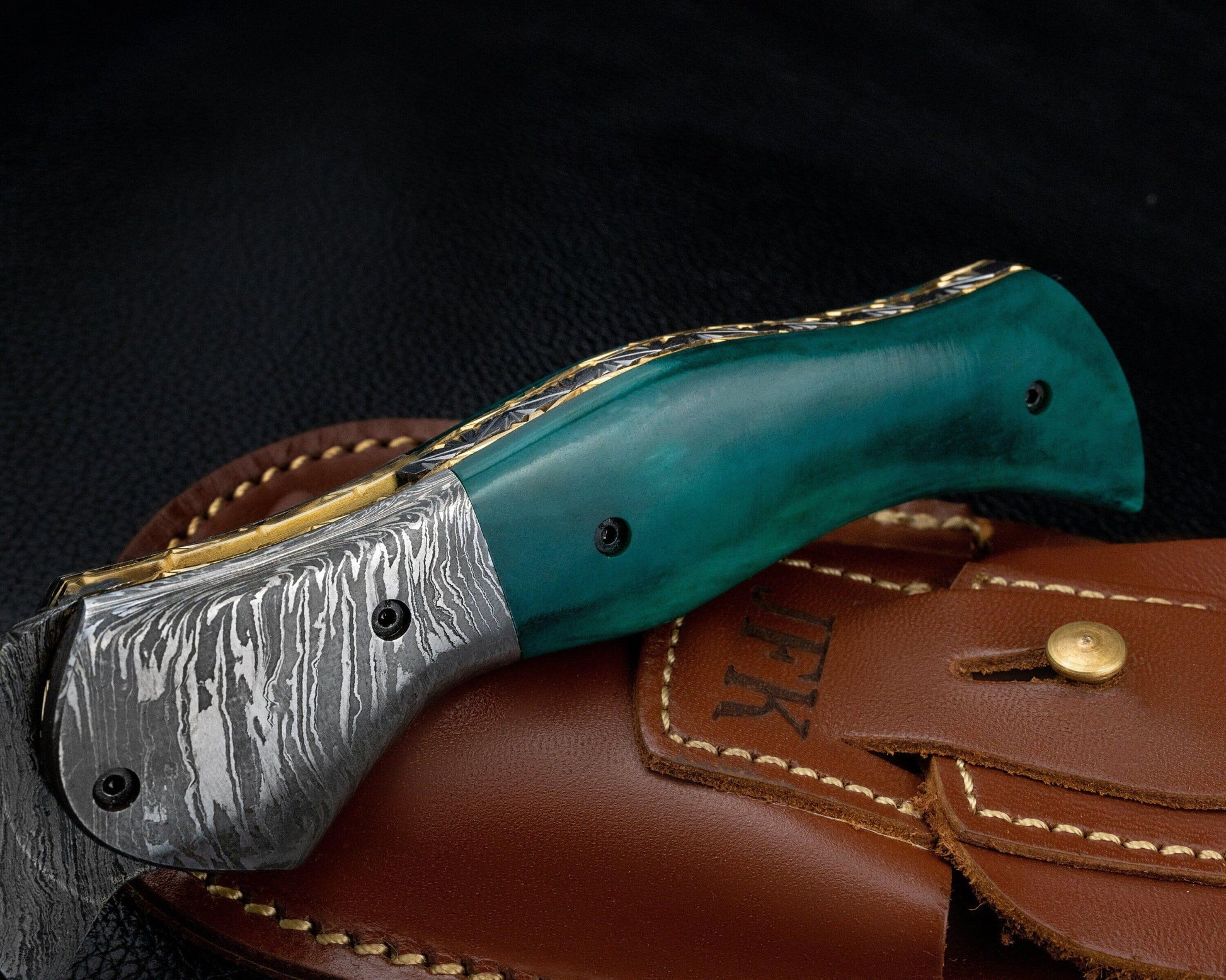 Luxury Hand Forged Damascus Folding Knife, Green Handle Damascus Steel Pocket Hunting knife, Luxury Fold Knife, Gift For DAD, Gift For Him Etsy 