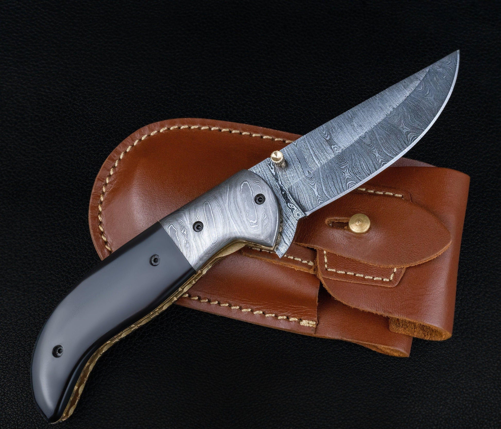 Handmade Damascus Pocket Knife Black Orange Handle Birthday Gift Folding Knife Groomsmen Gift Anniversary Wedding Personalized Gift for Men Etsy 