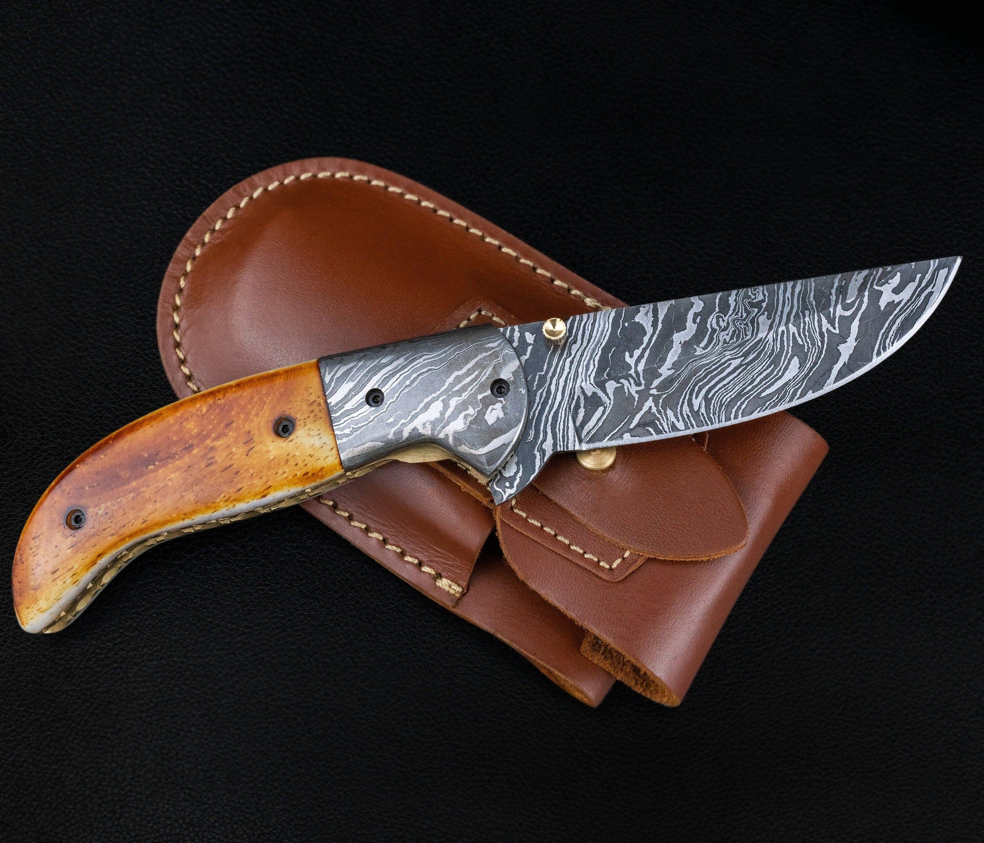 Handmade Damascus Pocket Knife Black Orange Handle Birthday Gift Folding Knife Groomsmen Gift Anniversary Wedding Personalized Gift for Men Etsy 