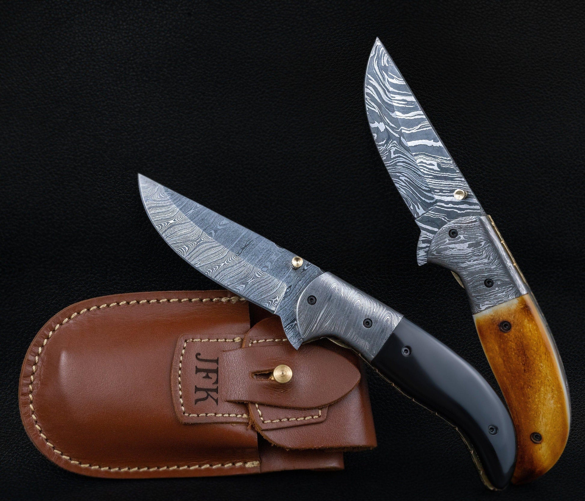 Handmade Damascus Pocket Knife Black Orange Handle Birthday Gift Folding Knife Groomsmen Gift Anniversary Wedding Personalized Gift for Men Etsy 
