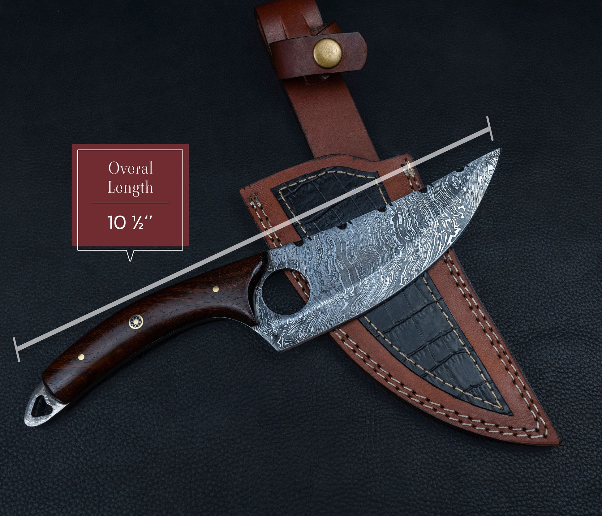 Handmade Japanese Damascus Chief knife Rose Wood Handle, Hand forged Damascus knife Non slip Walnut, Kitchen Skinner Knife, Gift for Dad