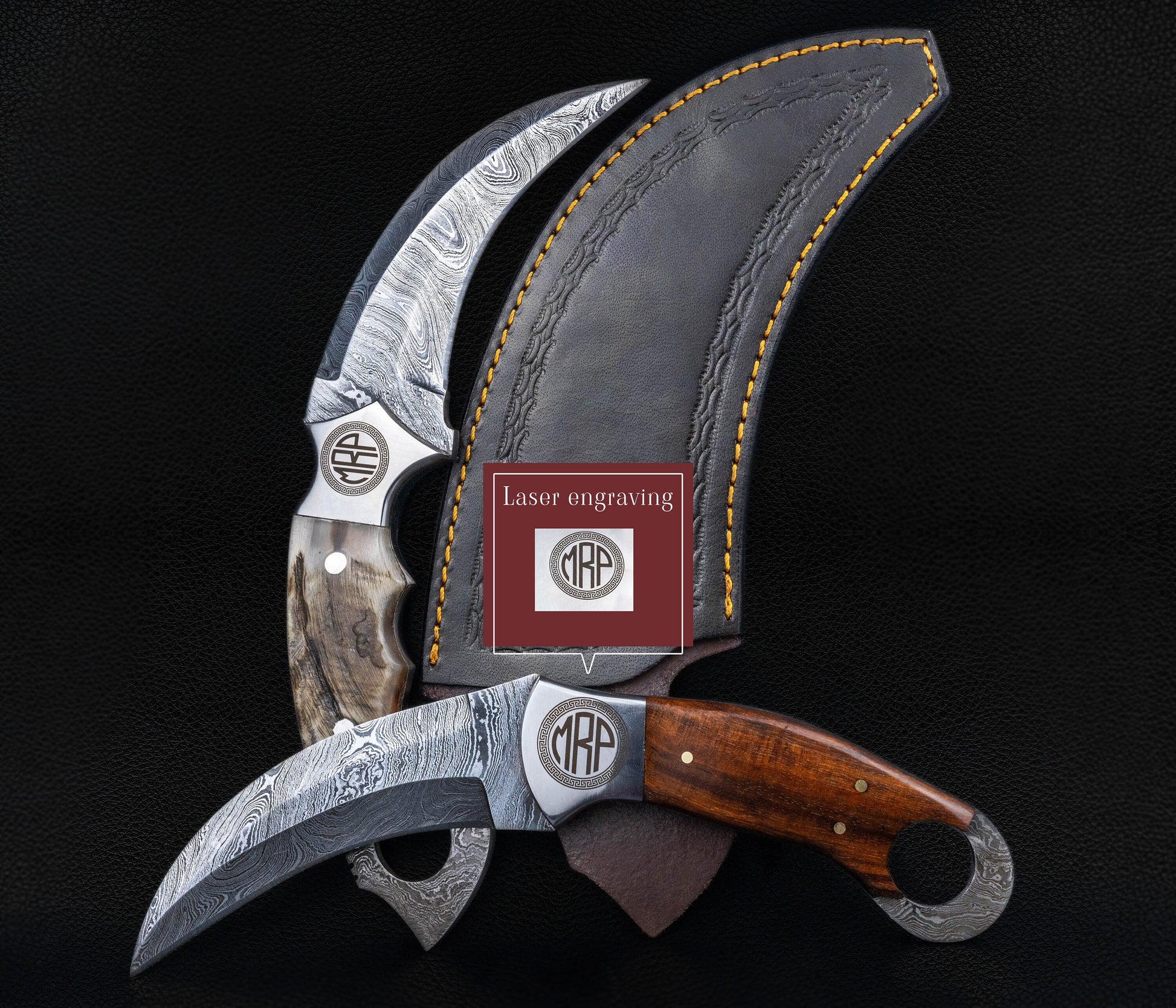 Custom Karambit Damascus Hunting Knife, Hand Forged Damascus Bowie Knife, Damascus Steel Hunting Karambit, Custom Gift For Father, 2022 Gift