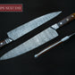 Cooking Kitchen Chef Knife Damascus Steel BBQ Camping Wood Handle Full Tang Knife Razor Sharp Blade Edge Indoor Outdoor in Gift Box Handmade