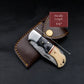 Black Wood Bone Handle Camping Damascus Steel Blade Pocket Knife - Authentic 6.5" Folding Knife Groomsmen Gift for Men Custom Handmade Knife