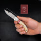 Camel Bone Damascus Steel Pocket Knife for Men, Groomsmen Gifts Folding Blade Knives For him, Custom Handmade - 6.5" Knife Anniversary Gift