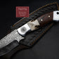 Gut Hook Bone Wood Handle Fixed Blade Full Tang Hunting/Camping Knife - Authentic Damascus 8.5" Knife by morfsteelware Gift for Him, Dad