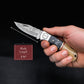 Black Wood Bone Handle Camping Damascus Steel Blade Pocket Knife - Authentic 6.5" Folding Knife Groomsmen Gift for Men Custom Handmade Knife
