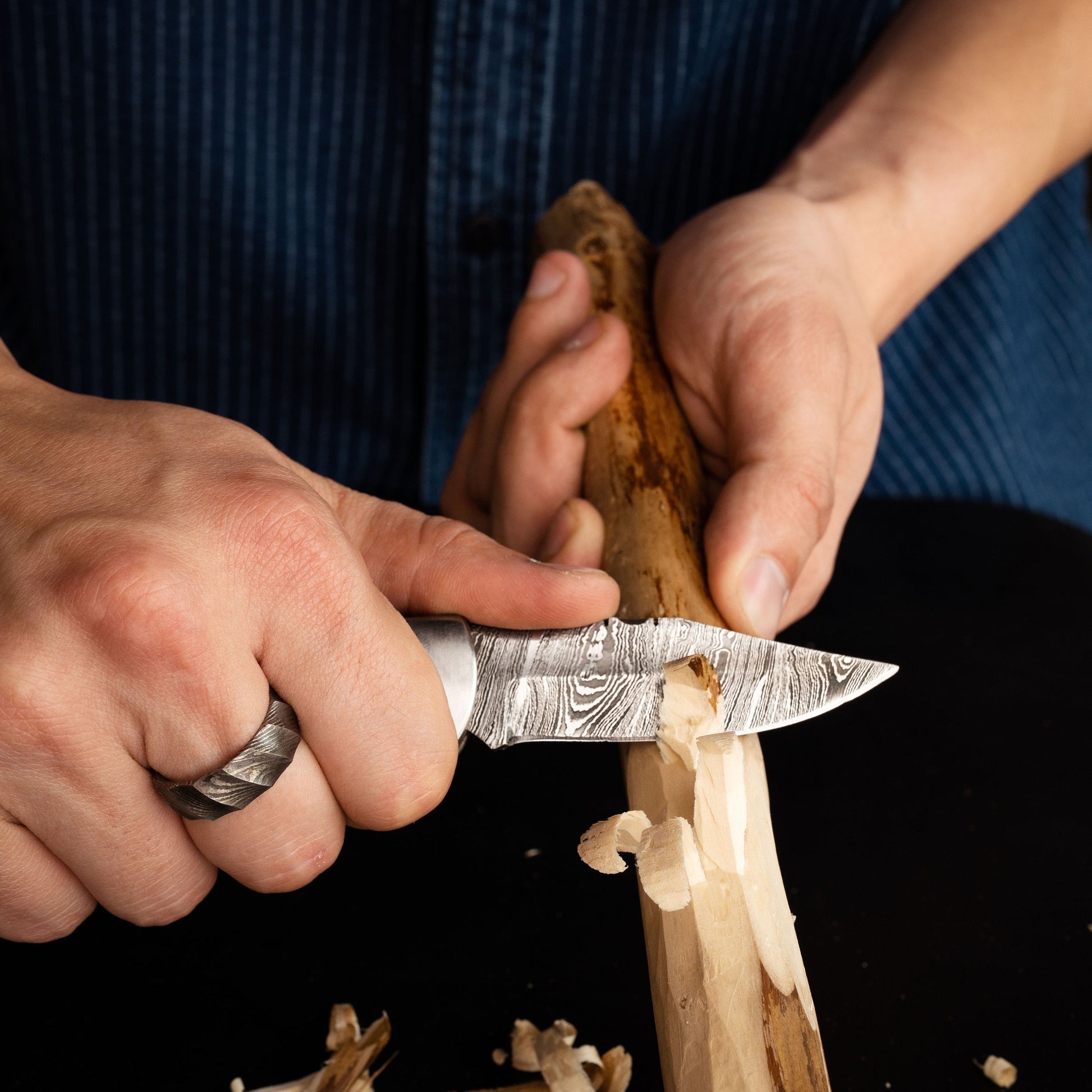 Black Wood Bone Handle Camping Damascus Steel Blade Pocket Knife - Authentic 6.5" Folding Knife Groomsmen Gift for Men Custom Handmade Knife
