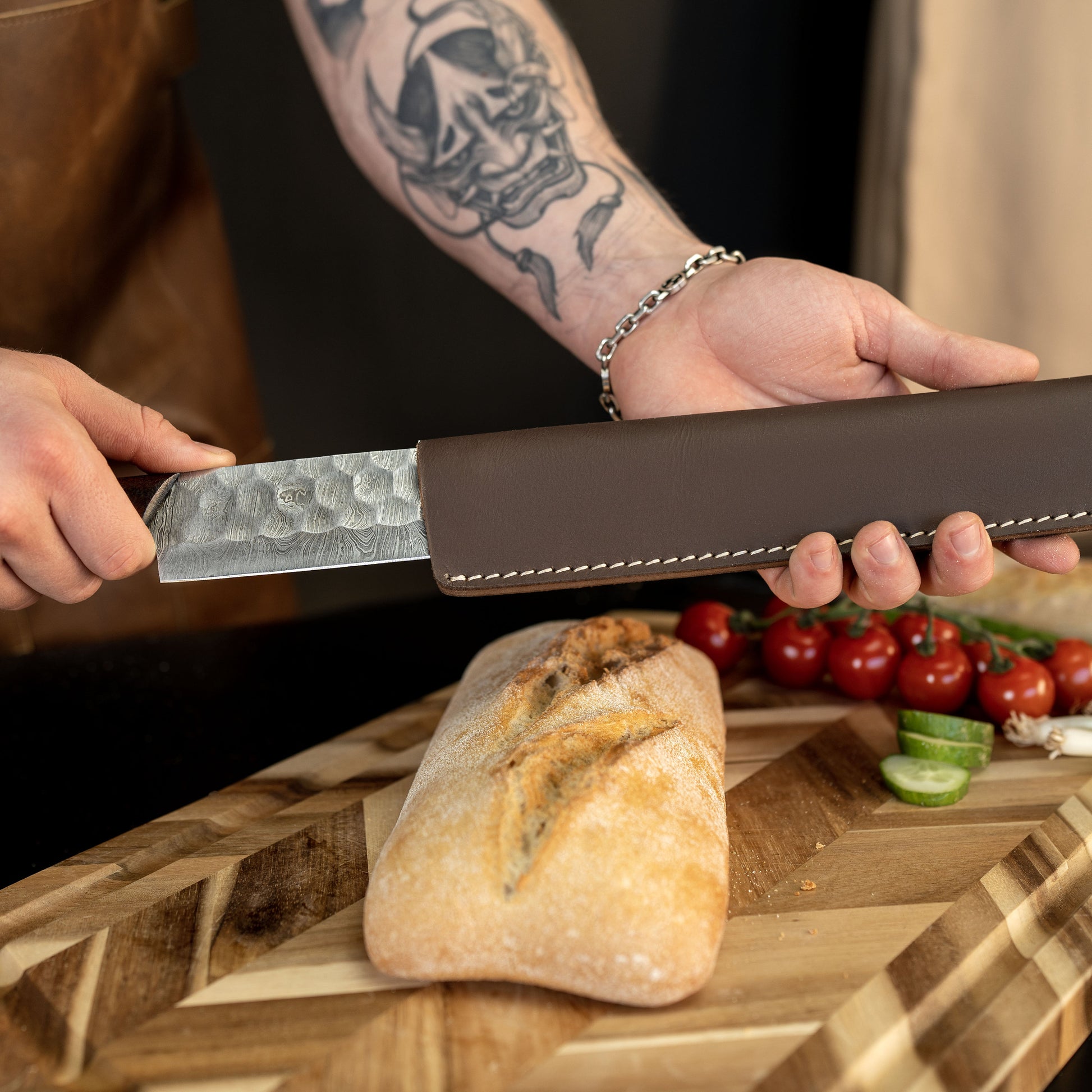17 Long Damascus Steel Bread Slicer – MORF STEEL