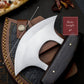 High Carbon Steel Ulu Knife for Indoor/Outdoor Kitchen or Camping Cutlery Brown African Wood Pizza Cutting Slicer by MorfSteelware