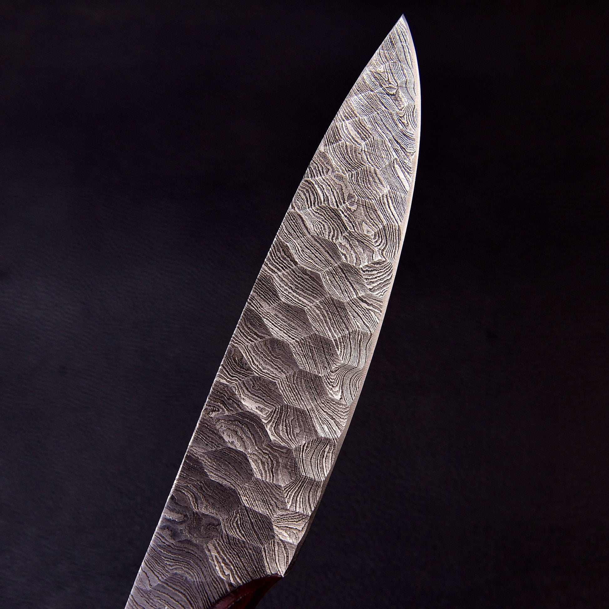 12" Ridged Unique Handle Damascus Steel Bowie Knife - Hunting or Camping Fixed Blade Full-Tang Drop Point Handmade Bowie Gift for Him
