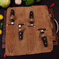 4 pc Black Kitchen Damascus Steel Set Knives - Authentic Handmade Personalized BBQ Cooking Indoor/Outdoor Chef Knife Gift Free Leather Roll