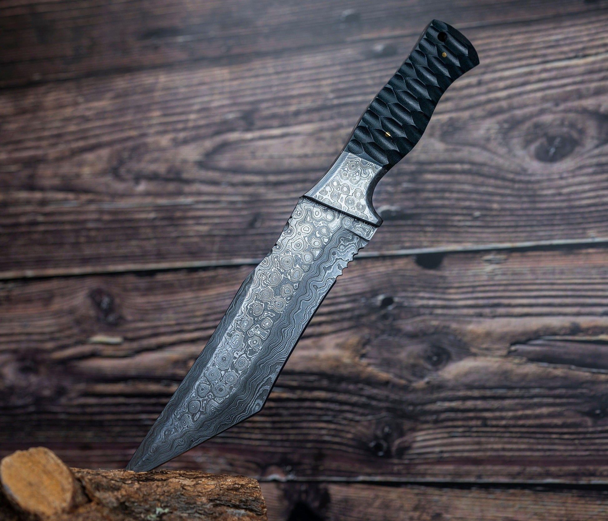 Fixed Blade Handmade Damascus Steel Knife With Bone Handle & Real Leat – El  Matador Knives