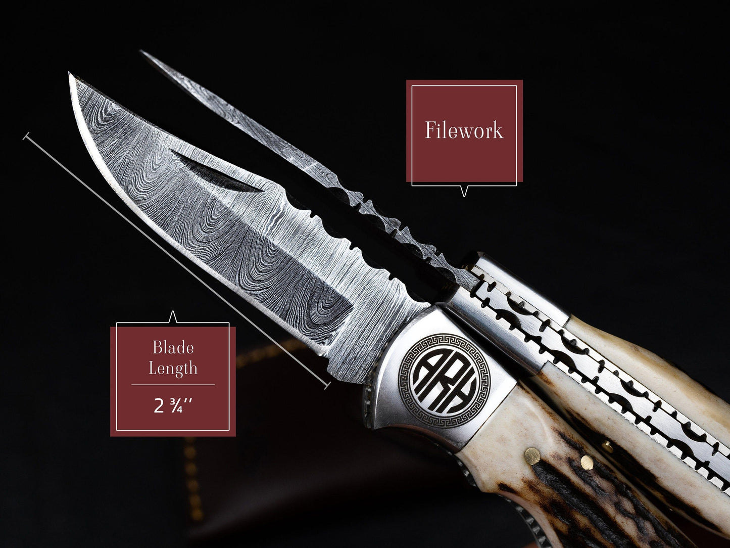 Damascus Pocket Knife, 6.5'' Damascus Folding Knife, Stag Horn and Camel Bone Handle Groomsmen Knife, Groomsmen Gifts, Gift for Husband 2021 Etsy 
