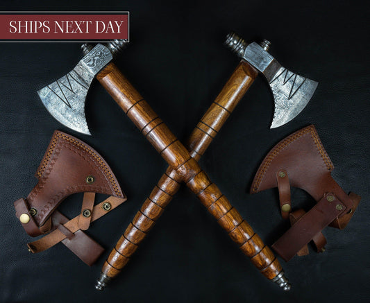 18" Handmade Damascus Steel Axe, Hand Forged Axe with Rose Wood, Can Be Used As Pipe Axe, Fire Forged Axe Beautiful viking STYLE Etched axe Etsy 