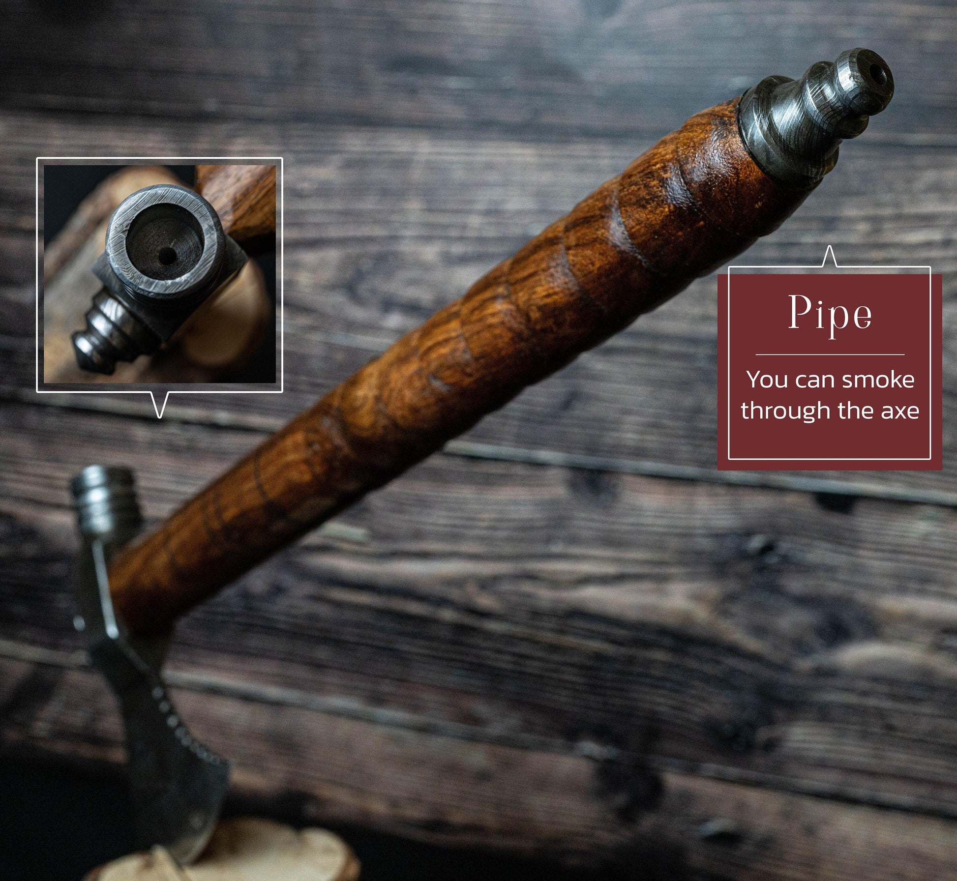 18" Handmade Damascus Steel Axe, Hand Forged Axe with Rose Wood, Can Be Used As Pipe Axe, Fire Forged Axe Beautiful viking STYLE Etched axe Etsy 