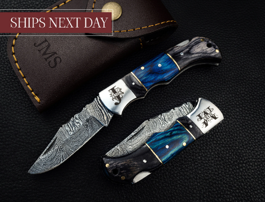 Damascus 6.5" Pocket Folding Knife