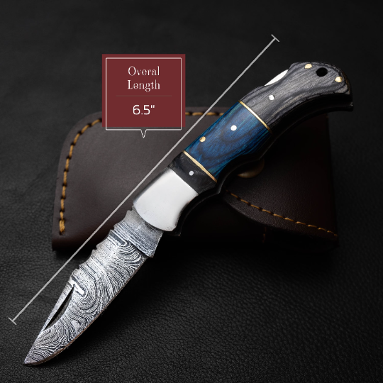 Damascus 6.5" Pocket Folding Knife
