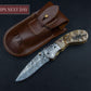 Hand Forged Ram Horn Handle Eagle Damascus Folding Knife, Damascus Pocket Knife, Damascus Steel Hunting knife, Hand Forged Damascus Knife Etsy 