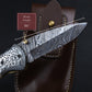 Hand Forged Ram Horn Handle Eagle Damascus Folding Knife, Damascus Pocket Knife, Damascus Steel Hunting knife, Hand Forged Damascus Knife Etsy 