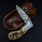 Hand Forged Ram Horn Handle Eagle Damascus Folding Knife, Damascus Pocket Knife, Damascus Steel Hunting knife, Hand Forged Damascus Knife Etsy 
